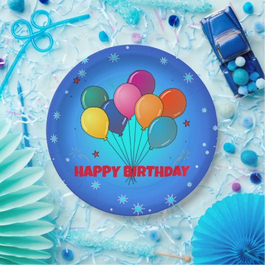 Gefeliciteerd! feestelijke sterrenhemel, papieren bordje (Feest)