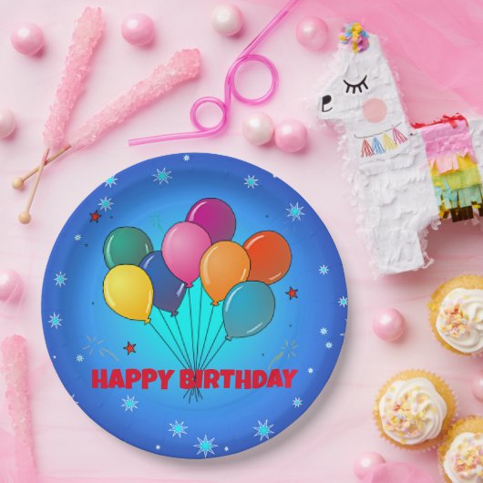 Gefeliciteerd! feestelijke sterrenhemel, papieren bordje (Feest)