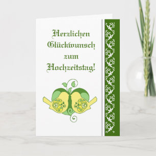 Gefeliciteerd Floral Heart Bird German Kaart