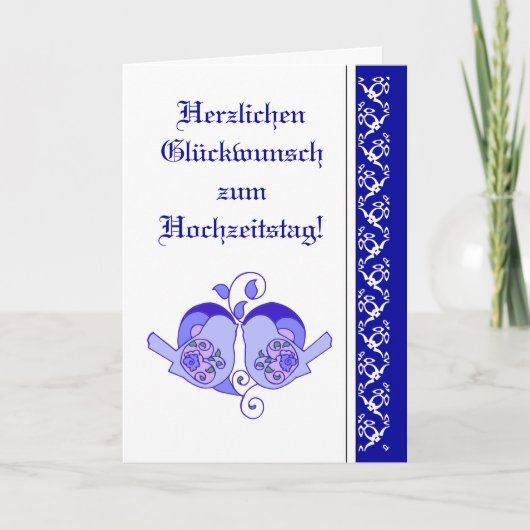 Gefeliciteerd Floral Heart Bird German Kaart (Voorkant)