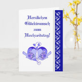 Gefeliciteerd Floral Heart Bird German Kaart (Gele Bloem)