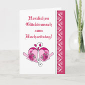 Gefeliciteerd Floral Heart Bird German Kaart (Voorkant)