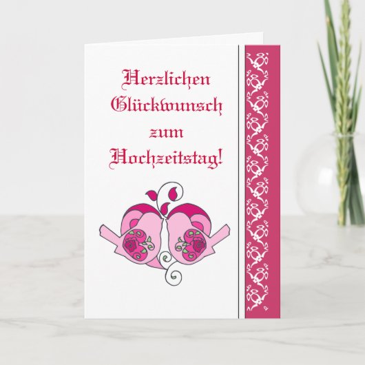 Gefeliciteerd Floral Heart Bird German Kaart (Voorkant)