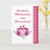 Gefeliciteerd Floral Heart Bird German Kaart (Gele Bloem)