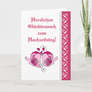 Gefeliciteerd Floral Heart Bird German Kaart
