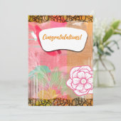 Gefeliciteerd Floral Kaart in Pink (Staand voorkant)