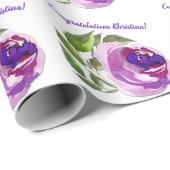 Gefeliciteerd Floral Waterverf Rozen Patroon Cadeaupapier (Rol Hoek)