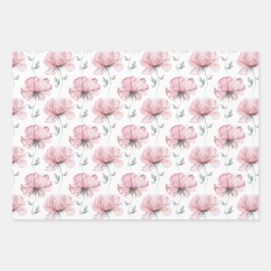 Gefeliciteerd, Floral Wrapping Paper Sheets (Voorkant 3)