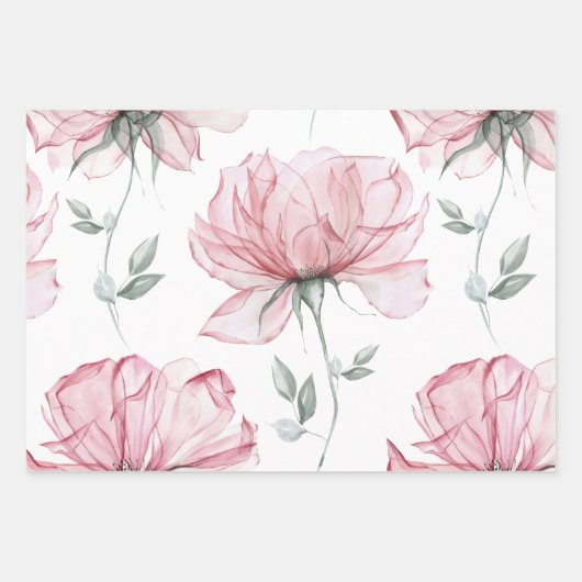 Gefeliciteerd, Floral Wrapping Paper Sheets (Voorkant)