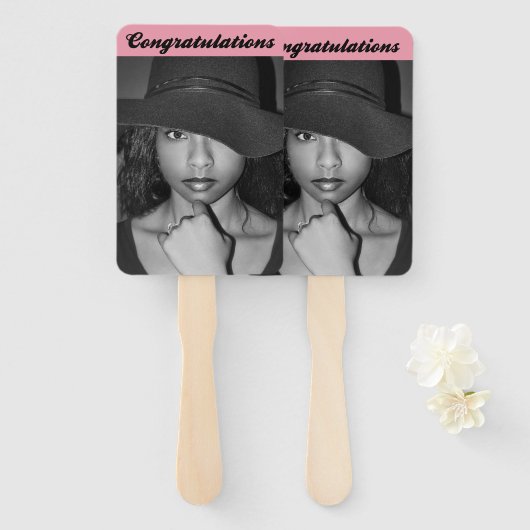 Gefeliciteerd Foto Afbeelding Graduation Party Handwaaier (Voorkant en achterkant)
