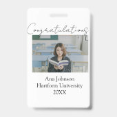Gefeliciteerd foto afgestudeerde naam universiteit badge (Achterkant)