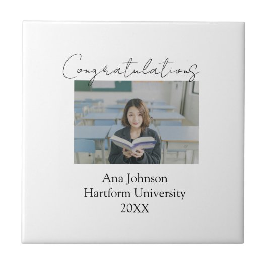 Gefeliciteerd foto afgestudeerde naam universiteit tegeltje (Voorkant)