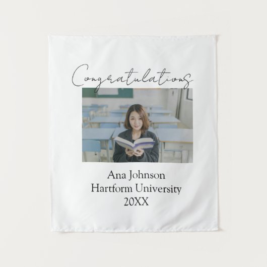 Gefeliciteerd foto afgestudeerde naam universiteit wandkleed (Voorkant)