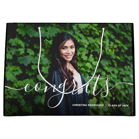 Gefeliciteerd Foto Black Afstuderen Day Groot Cadeauzakje (Voorkant)