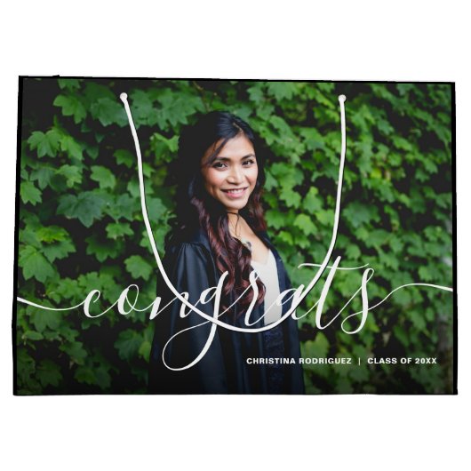 Gefeliciteerd Foto Black Afstuderen Day Groot Cadeauzakje (Achterkant)