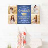 Gefeliciteerd Foto Blue Gold en White Afstuderen Spandoek (Insitu)