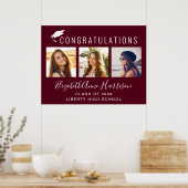 Gefeliciteerd Foto Burgundy Afstuderen Poster (Keuken)