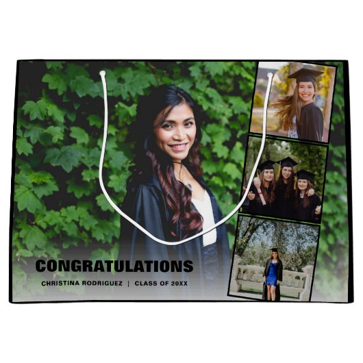 Gefeliciteerd Foto Collage Black Afstuderen Day Groot Cadeauzakje (Voorkant)