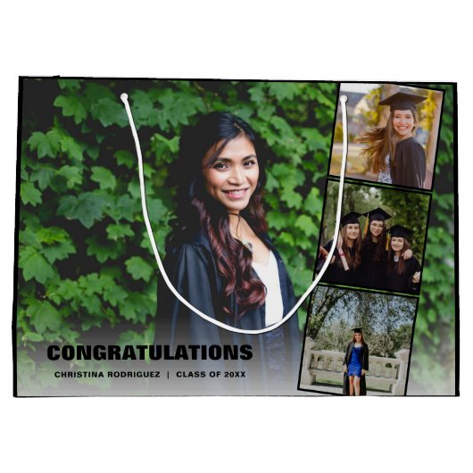 Gefeliciteerd Foto Collage Black Afstuderen Day Groot Cadeauzakje (Achterkant)
