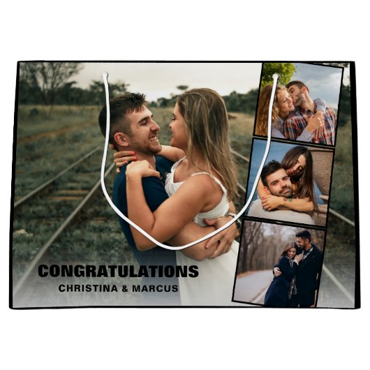 Gefeliciteerd Foto Collage Black Wedding|engageren Groot Cadeauzakje (Voorkant)