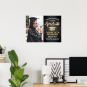 Gefeliciteerd Foto geborsteld Zwart en Goud Afstud Poster (Thuiskantoor)