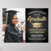 Gefeliciteerd Foto geborsteld Zwart en Goud Afstud Poster (Voorkant)