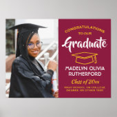 Gefeliciteerd Foto Maroon Red Gold Yellow Afstuder Poster (Voorkant)