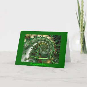 Gefeliciteerd, fractale groene bladeren wenskaart kaart