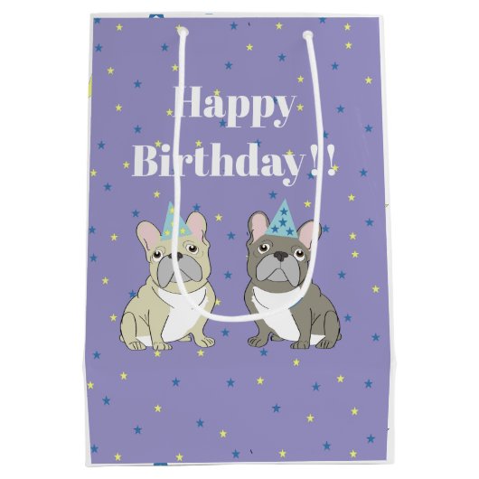 Gefeliciteerd Franse, buldog Medium Cadeauzakje (Achterkant)