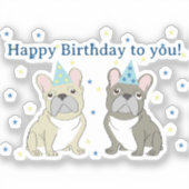Gefeliciteerd Franse, buldog Sticker (Voorkant)