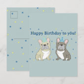 Gefeliciteerd Franse, buldog Uitnodiging Briefkaart (Voorkant / Achterkant)