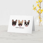Gefeliciteerd Franse Bulldoggen Lachend Kaart (Gele Bloem)