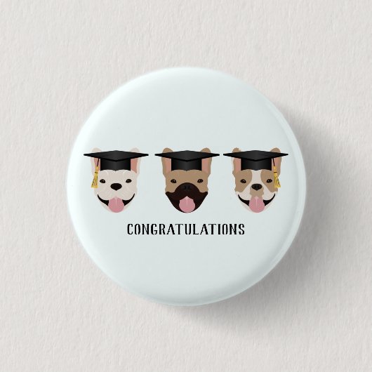 Gefeliciteerd, French Bulldogs Ronde Button 3,2 Cm (Voorkant)