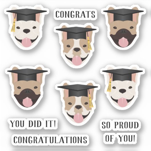 Gefeliciteerd, French Bulldogs Sticker (Voorkant)