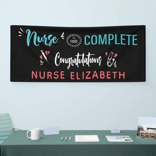 Gefeliciteerd Funny Nursing Afstuderen Spandoek (Beurs)