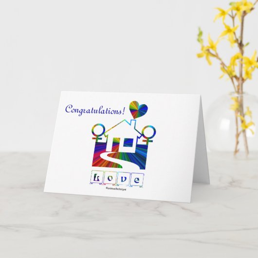 Gefeliciteerd!-Gay Marriage Rainbow House / Quote Kaart (Gele Bloem)
