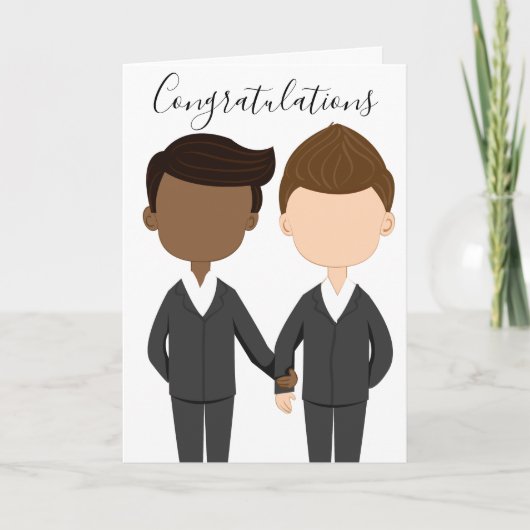 Gefeliciteerd Gay Wedding Interraciale Mannen Coup Kaart (Voorkant)