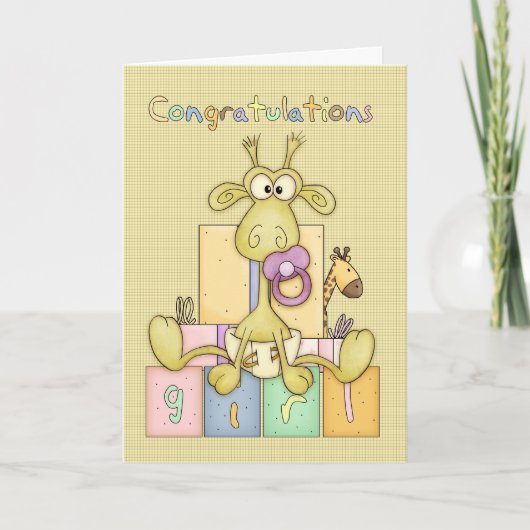 Gefeliciteerd Geboorte van Baby Meisje Kaart - Sch (Voorkant)