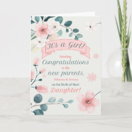 Gefeliciteerd geboorte van een Daughter Peach Blos Kaart