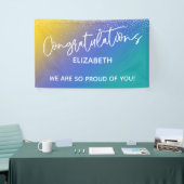 Gefeliciteerd Geel, Blauw & Blauwgroen Ombre Spandoek (Beurs)