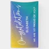 Gefeliciteerd Geel, Blauw & Blauwgroen Ombre Spandoek (Verticaal)