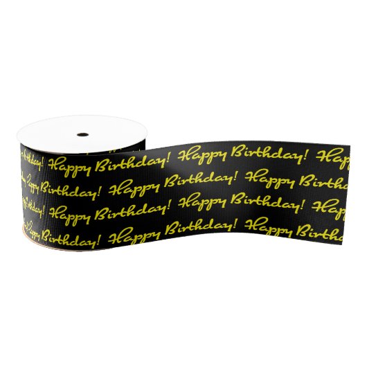Gefeliciteerd! Geel Patroon Casual Script Grosgrain Lint (Spoel)