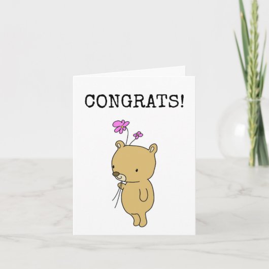 Gefeliciteerd, gefeliciteerd, Schattige Beer Kaart (Voorkant)
