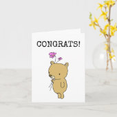 Gefeliciteerd, gefeliciteerd, Schattige Beer Kaart (Gele Bloem)