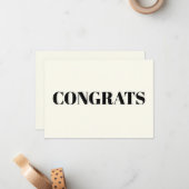 Gefeliciteerd, Gefeliciteerd, zwart ivoor modern Notitiekaartje (Voorkant / Achterkant in situ)