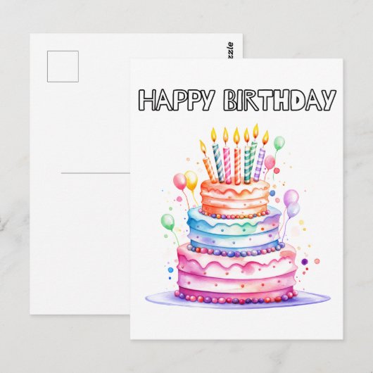 Gefeliciteerd | Geniet van de taart Briefkaart (Voorkant / Achterkant)