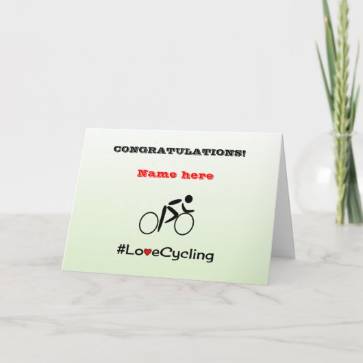 Gefeliciteerd gepersonaliseerd fietsen kaart (Voorkant)