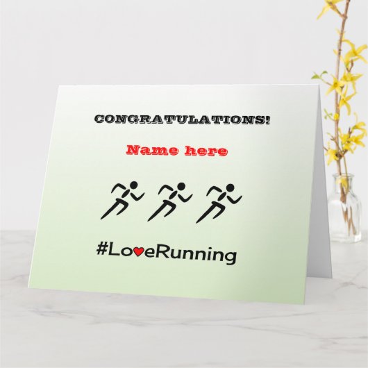 Gefeliciteerd gepersonaliseerde runner's kaart (Gele Bloem)