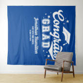 Gefeliciteerd Geslaagd Blauwe Diploma-uitreiking F Wandkleed (In Situ (horizontaal))