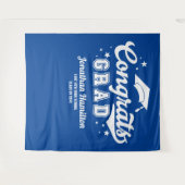 Gefeliciteerd Geslaagd Blauwe Diploma-uitreiking F Wandkleed (Voorkant (horizontaal))